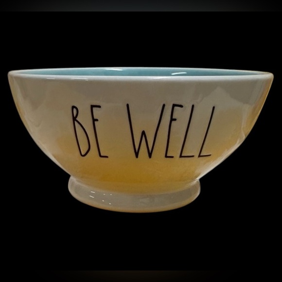 Rae Dunn BE WELL Cereal Bowl-Soup for your Soul Bowl-Blue inside 5.5” Ice cream - Picture 1 of 5